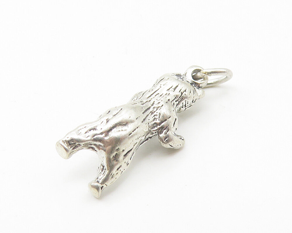 925 Sterling Silver  Vintage Petite Shiny Standing Bear Drop Pendant  PT8796