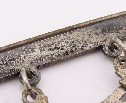 925 Sterling Silver Vintage Brooch Antique Enamel Expert Marine Pistol  BP12318