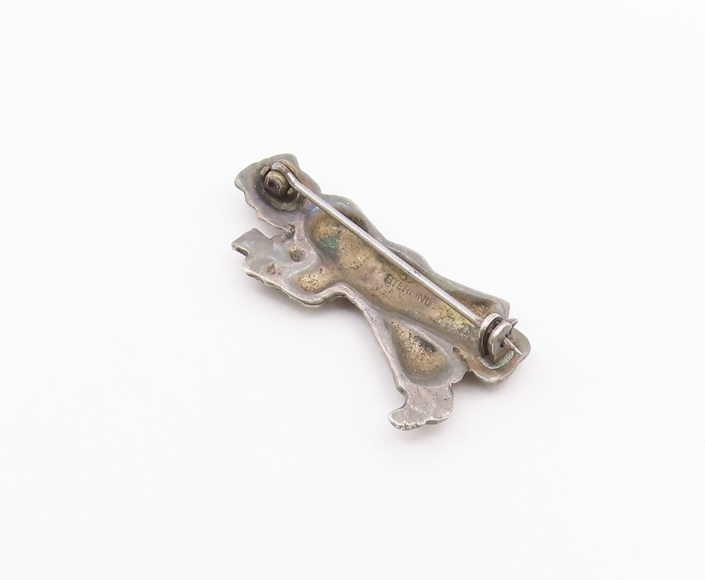 925 Sterling Silver  Vintage Antique Man With Flower Pot Brooch Pin  BP3888
