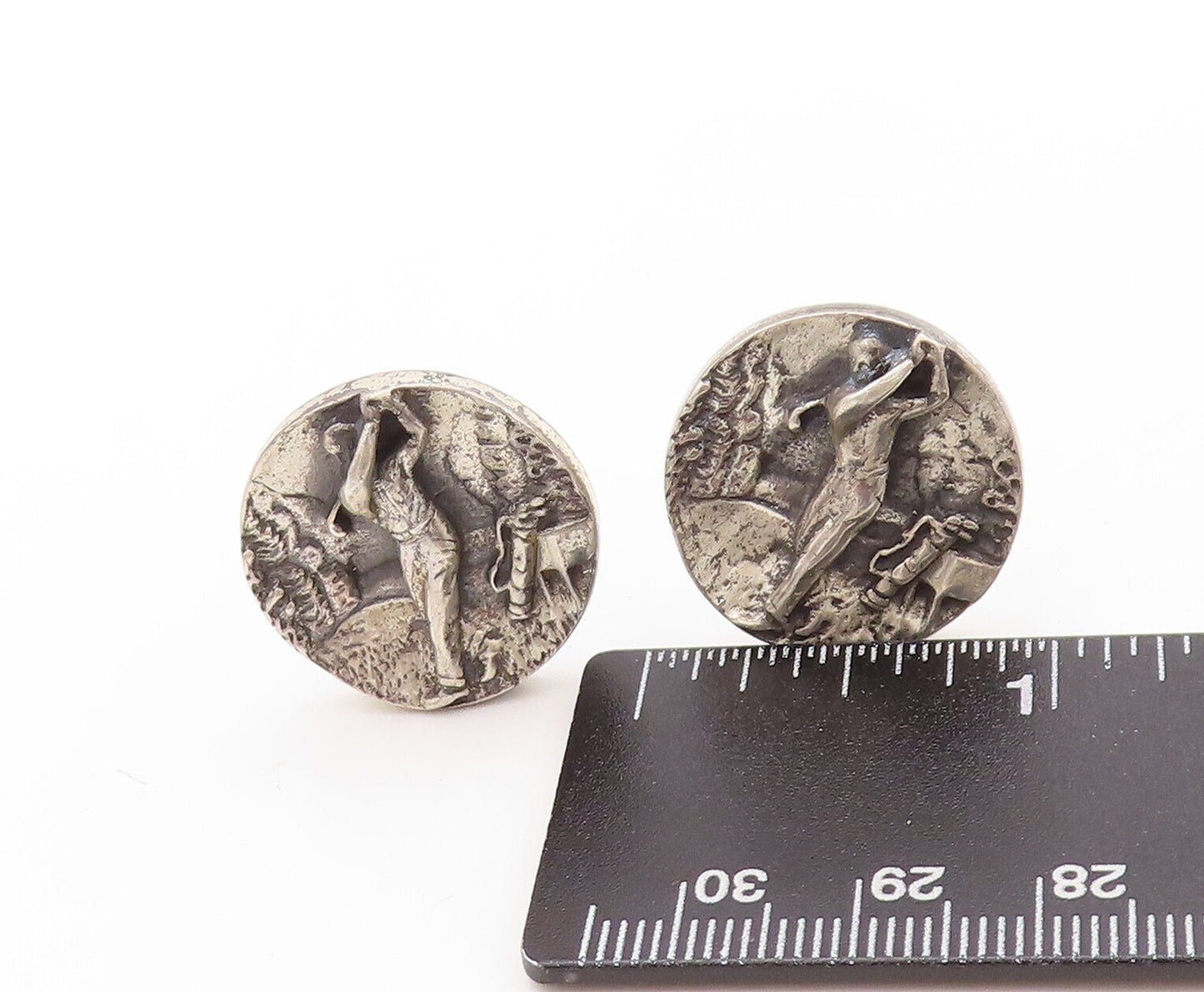 925 Sterling Silver Vintage Cuff Links FENWICK & SAILORS  Golfing Man TR3778