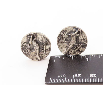 925 Sterling Silver Vintage Cuff Links FENWICK & SAILORS  Golfing Man TR3778