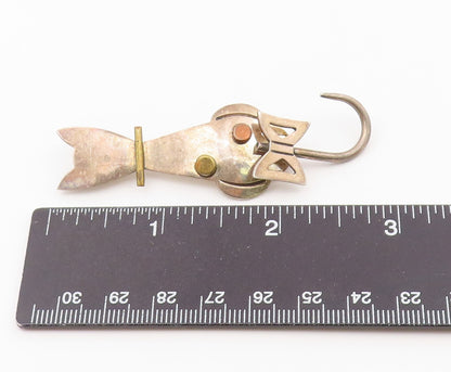MEXICO 925 Silver  Vintage Two Tone Sitting Cat Brooch Pin (WAGS)  BP7365