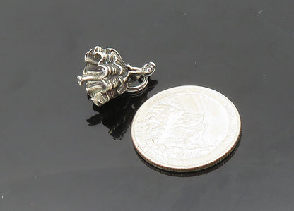 925 Sterling Silver  Vintage Petite Woman In Dress Dark Tone Pendant  PT16862