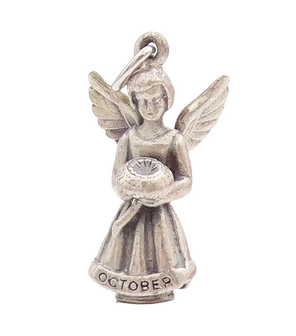 925 Sterling Silver Vintage Pendant CREED Mini October Fairy Angel  PT23361