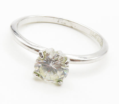 ESPO 925 Silver  Prong Set Cubic Zirconia Shiny Solitaire Ring Sz 11  RG15074