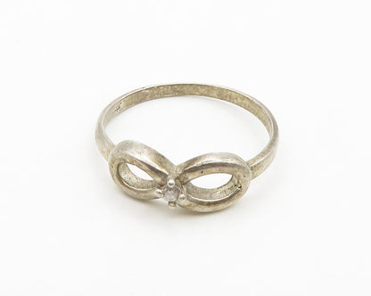 925 Sterling Silver   Vintage Petite Topaz Infinity Band Ring Sz 7.5  RG19423