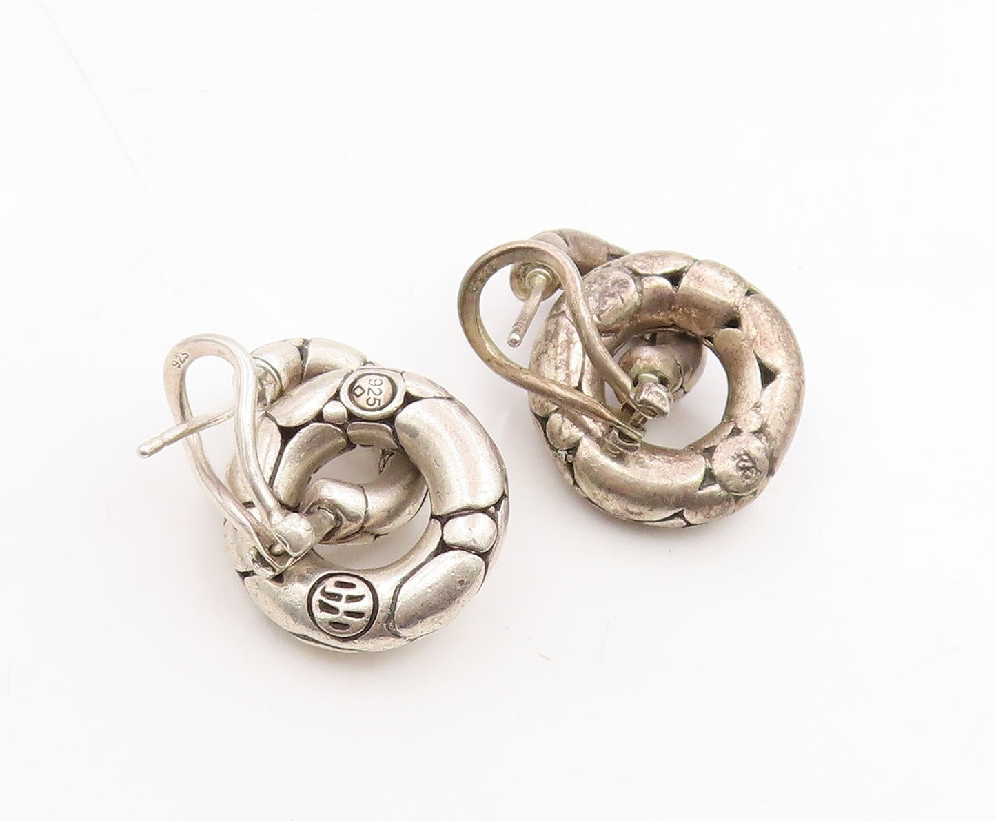 925 Sterling Silver Vintage Earrings JOHN HARDY Modernist Pebble Motif  EG14261