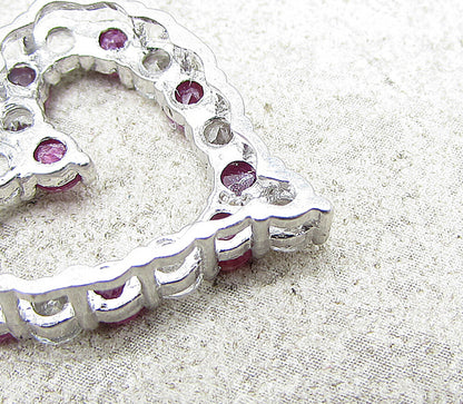 925 Sterling Silver  Ruby & Topaz Love Heart Slider Pendant  PT1149