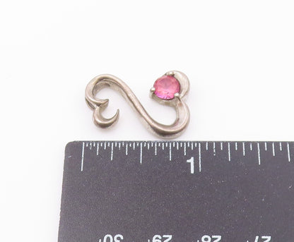 925 Sterling Silver  Vintage Pink Topaz Infinity Love Heart Pendant  PT16603