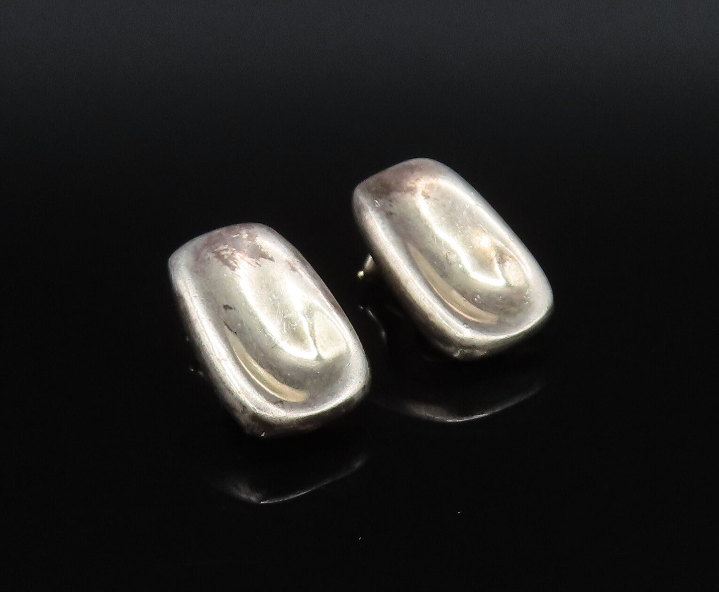 RLM 925 Silver  Vintage Minimalist Concave Non Pierced Earrings  EG12015