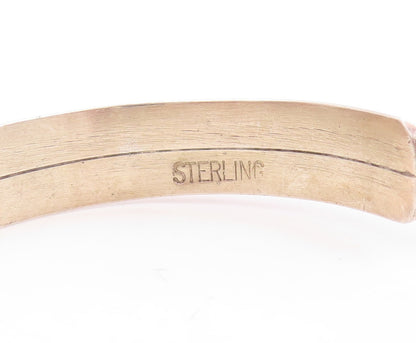925 Sterling Silver Vintage Bracelet NAVAJO Minimalist Beaded Cuff  BT10962