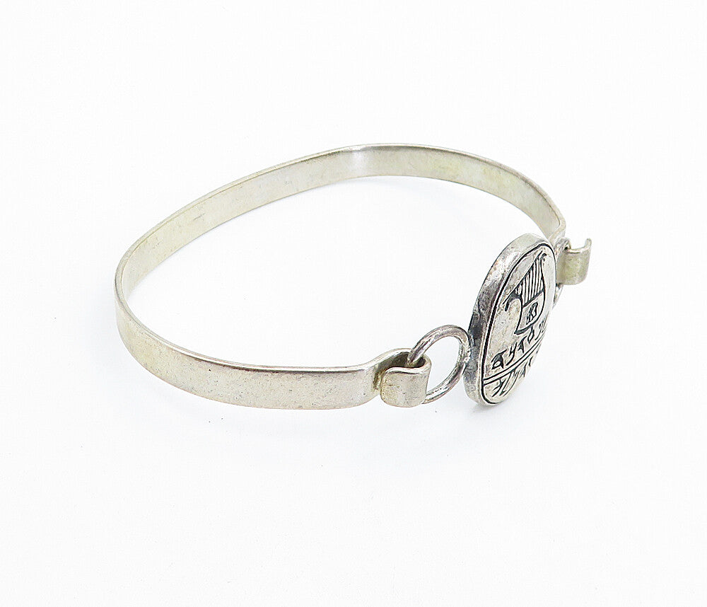 I.M.P.R 925 Sterling Silver   Vintage Etched Writing Cuff Bracelet  BT3249