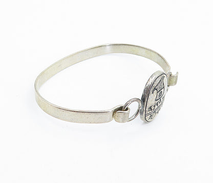 I.M.P.R 925 Sterling Silver   Vintage Etched Writing Cuff Bracelet  BT3249