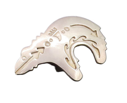 925 Sterling Silver Vintage Brooch Pin NAVAJO Carved Animal Digestion  BP10670