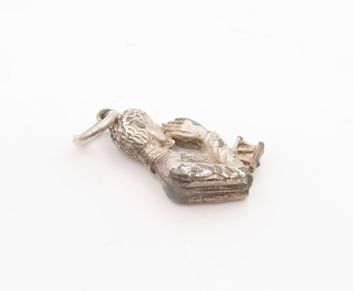 925 Sterling Silver  Vintage Petite Praying Man Drop Pendant  PT16520