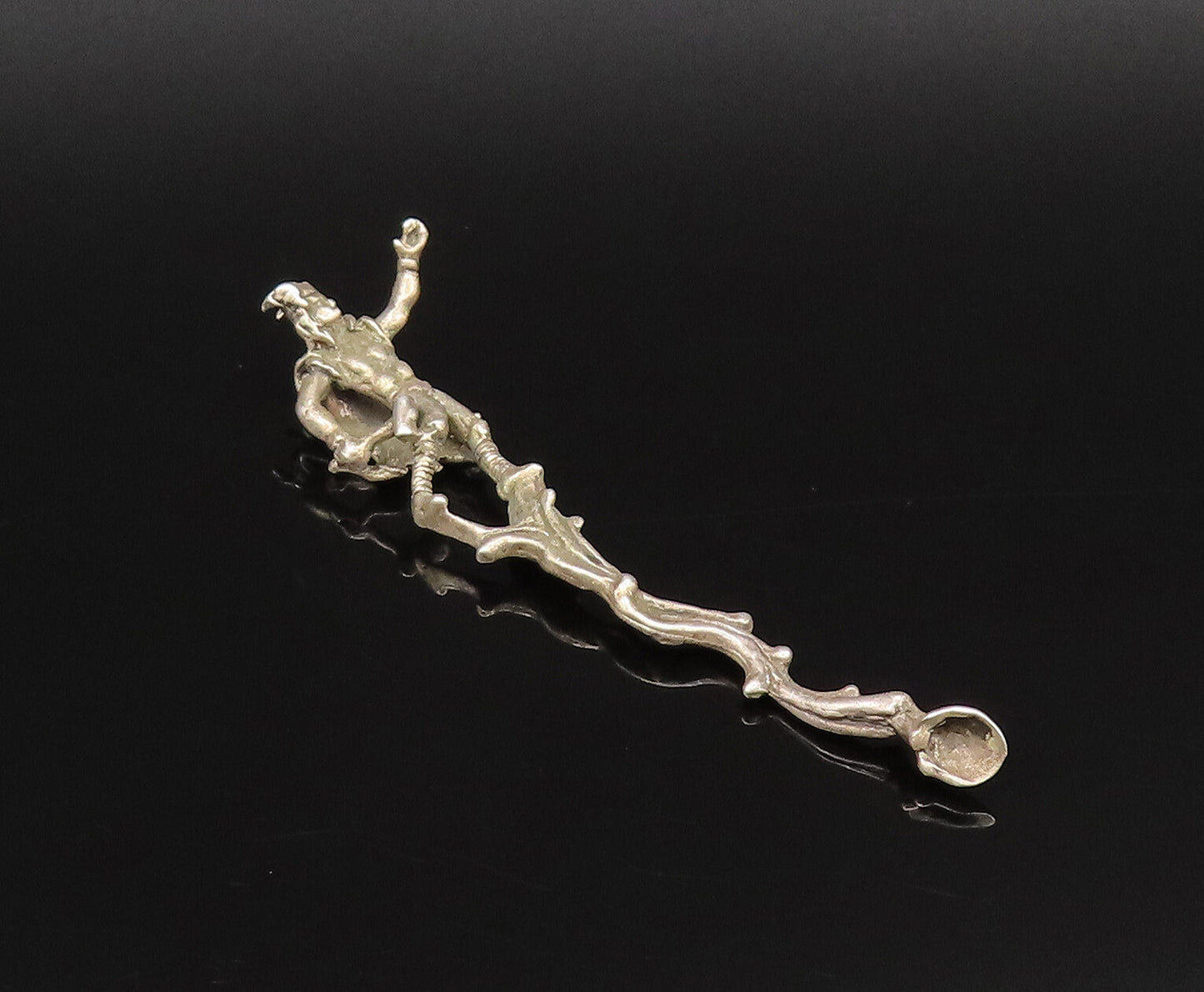 925 Sterling Silver  Vintage Caped Man Rising From Fire Motif Pendant  PT21656