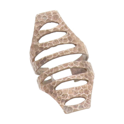 925 Sterling Silver Vintage Ring Honeycomb Textured Cutout Band  Sz 6  RG34405