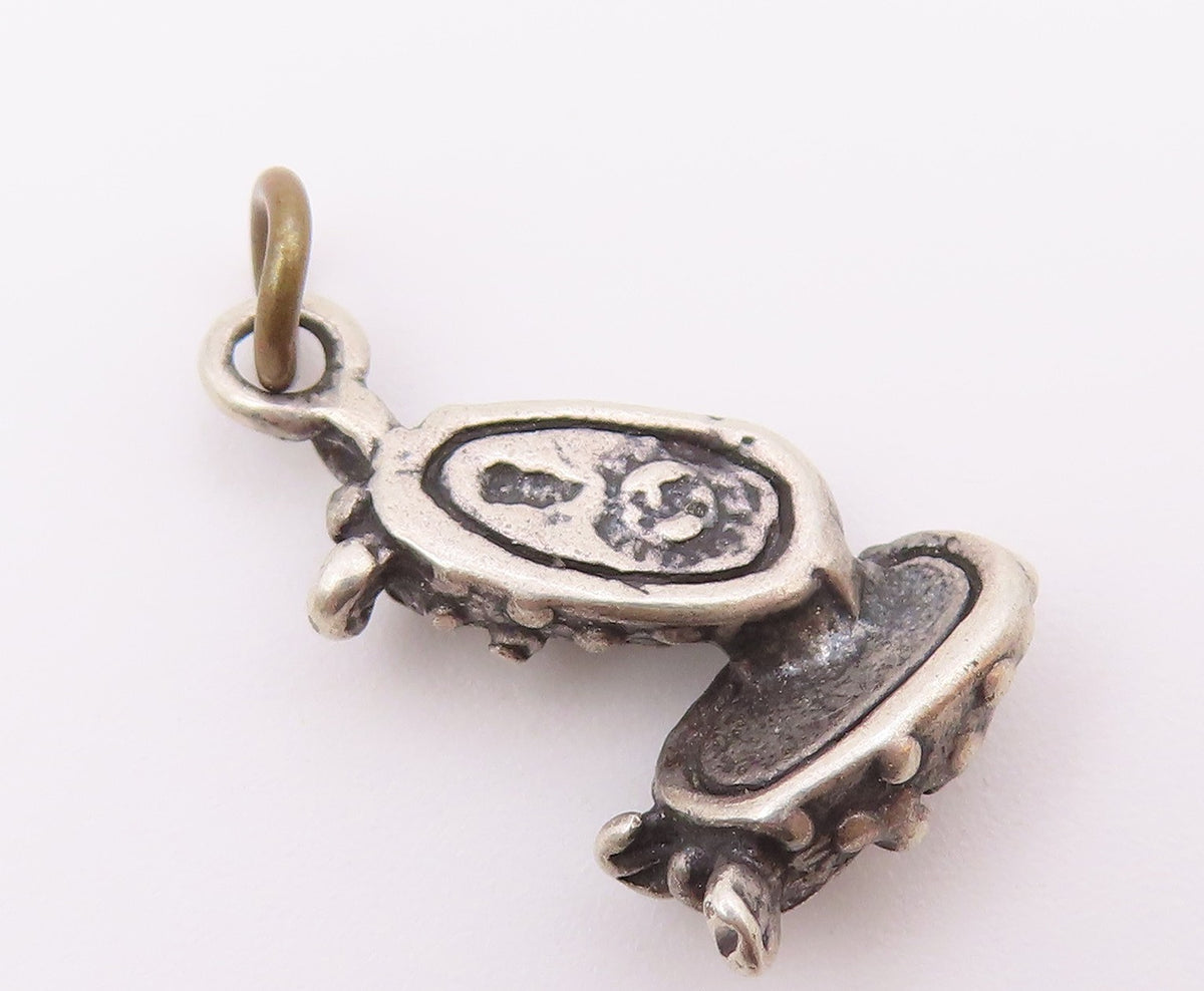 925 Sterling Silver Vintage Petite Pair Of Mary Jane Shoes Pendant PT17746