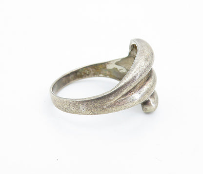 925 Sterling Silver  Vintage Dark Tone Fluted Bypass Band Ring Sz 8  RG6440