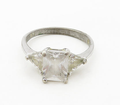 925 Sterling Silver  Prong Set Shiny Cubic Zirconia Band Ring Sz 8.5  RG15821