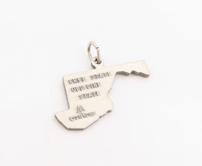925 Sterling Silver Vintage Pendant Classic Maryland State Map Charm  PT25457
