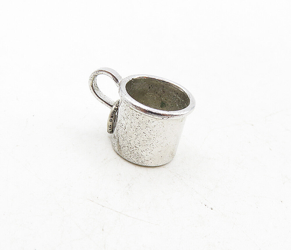 925 Sterling Silver  Vintage Petite Shiny Baby Etched Cup Pendant  PT6925