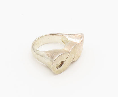925 Sterling Silver  Vintage Modernist Infinity Knot Motif Ring Sz 9  RG26229