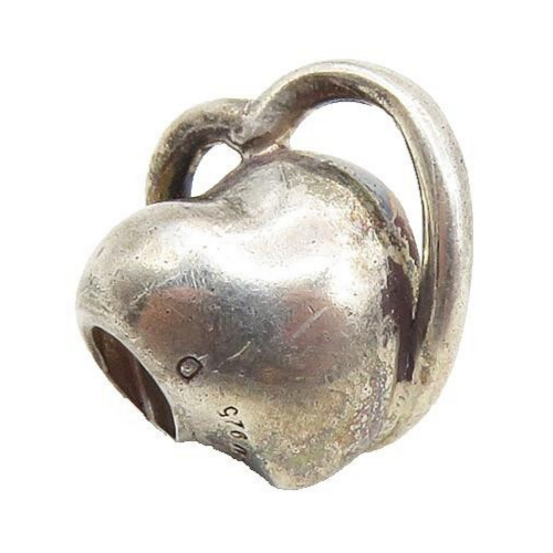 925 Sterling Silver  Vintage Petite Dark Tone Love Heart Slide Pendant  PT7262