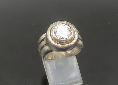 925 Sterling Silver  Vintage Cubic Zirconia Round Band Ring Sz 6  RG22268