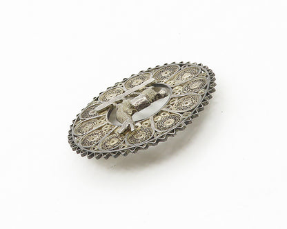 925 Sterling Silver  Vintage Antique Filigree Alpaca Animal Brooch Pin  BP6793
