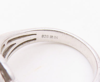 925 Sterling Silver Vintage Ring Real Diamonds Statement Band  Sz 8  RG36485