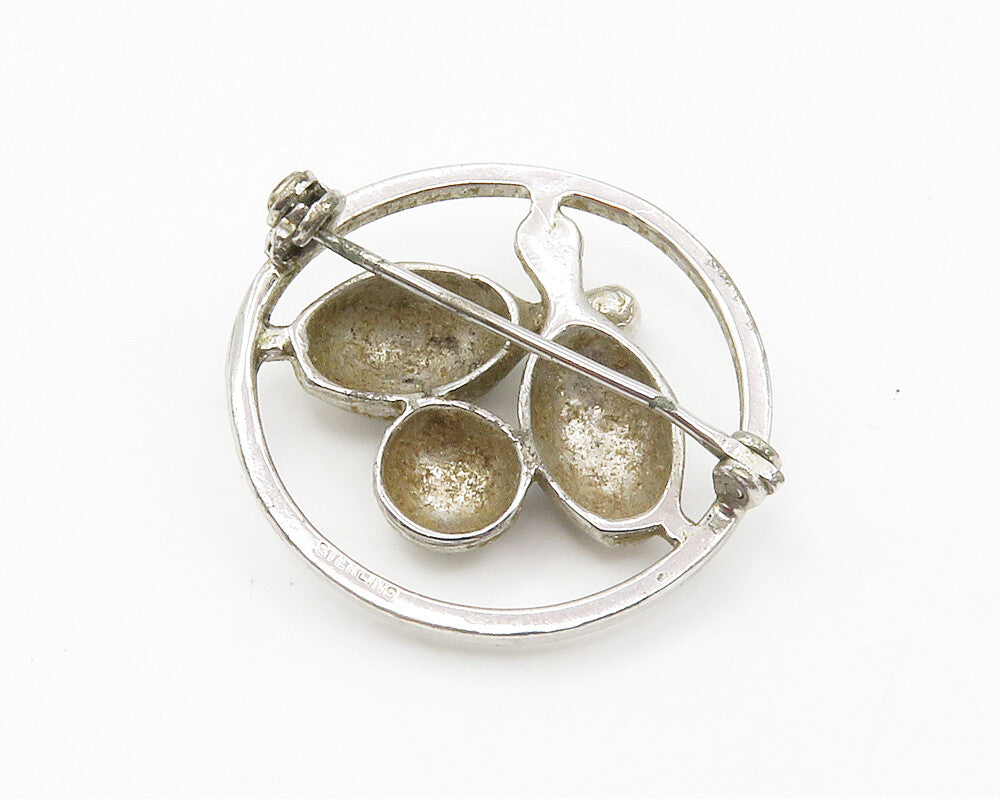 925 Sterling Silver  Vintage Shiny Bowling Ball & Pins Brooch Pin  BP5300