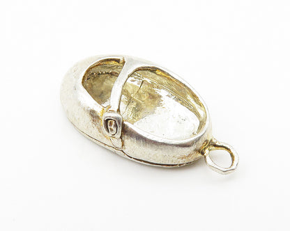 925 Sterling Silver  Vintage Shiny Petite Shoe Motif Smooth Pendant  PT8144