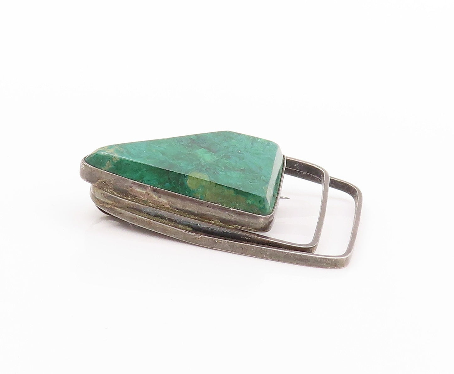 925 Sterling Silver Vintage Brooch ISRAEL Eilat Stone Oxidized Cutout  BP11617