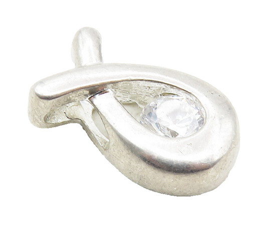925 Sterling Silver  Topaz Petite Smooth Ribbon Design Slide  Pendant  PT7206