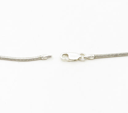 925 Sterling Silver  Vintage Shiny Flower Motif Snake Chain Necklace  NE2650