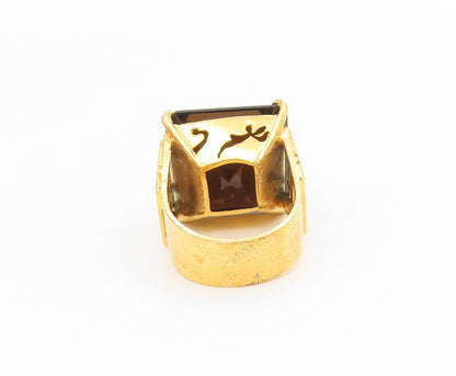 925 Sterling Silver Vintage Ring Gold Plated Smoky Quartz Band  Sz 7  RG34575