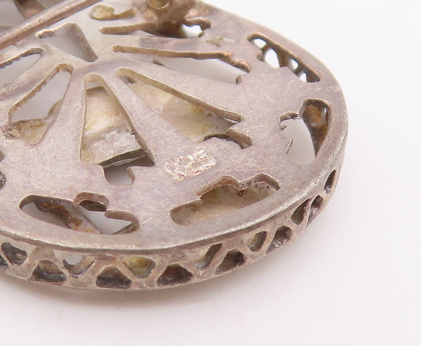 925 Sterling Silver Vintage Brooch Malachite Carved Llama Teardrop Pin  BP12089