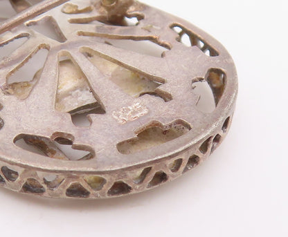 925 Sterling Silver Vintage Brooch Malachite Carved Llama Teardrop Pin  BP12089