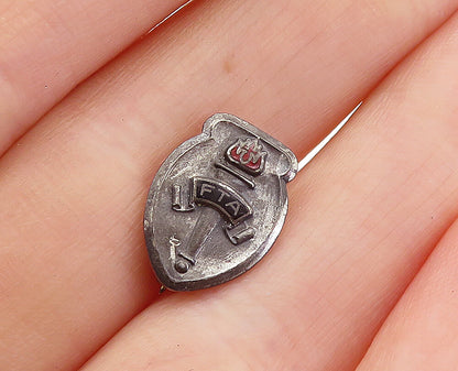 925 Sterling Silver  Vintage Petite Oxidized FTA Shield Brooch Pin  BP2234