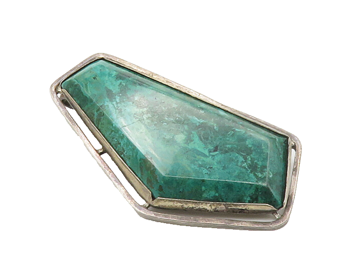 ISRAEL 925 Sterling Silver  Vintage Eilat Stone Smooth Brooch Pin  BP6917