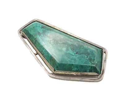 ISRAEL 925 Sterling Silver  Vintage Eilat Stone Smooth Brooch Pin  BP6917