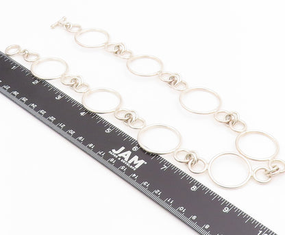 925 Sterling Silver Vintage Necklace Interlinking Hollow Circle Chain NE4737