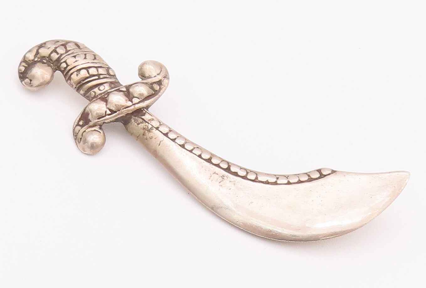 925 Sterling Silver Vintage Brooch Pin Antique Solid Carved Sward  BP10761