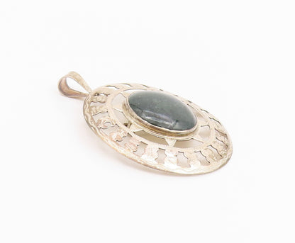925 Sterling Silver Vintage Brooch Cabochon Gemstone Cutout Sun  BP11676