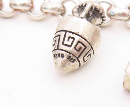 925 Sterling Silver Vintage Bracelet Multi Gemstone Storyteller Charms  BT11757