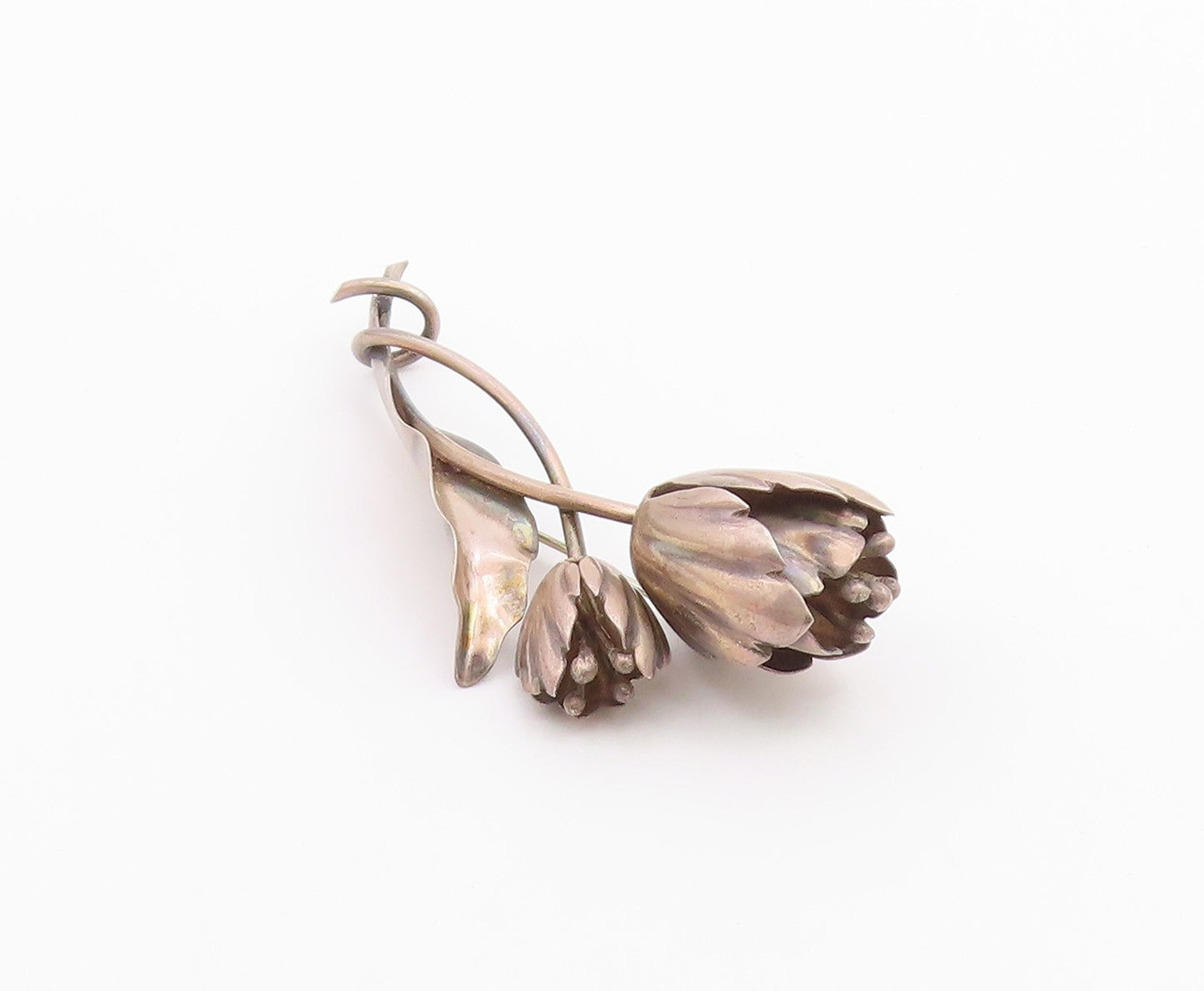 DAMASO GALLEGOS MEXICO 925 Silver  Vintage Blooming Flowers Brooch Pin  BP8256