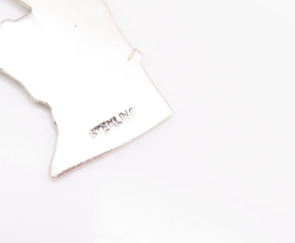 925 Sterling Silver Vintage Pendant Enameled Minnesota Map Souvenir  PT22538