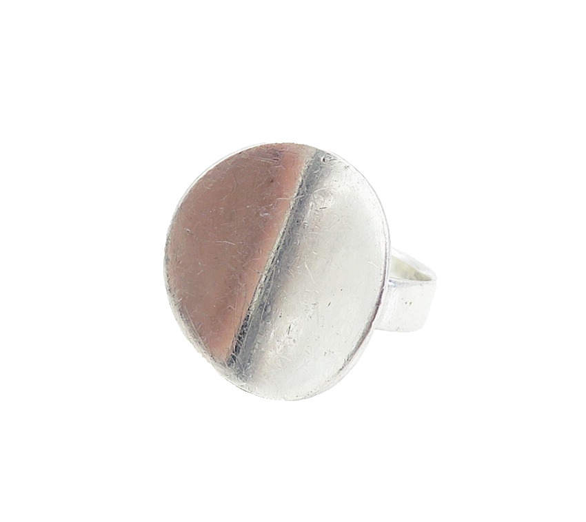925 Sterling Silver  Vintage Shiny Round Concave Smooth Band Ring Sz 5  RG7136