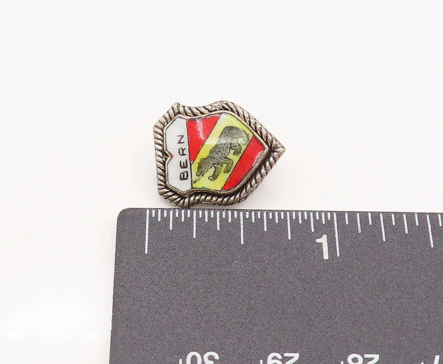 925 Sterling Silver  Vintage Enamel Bern Coat Of Arms Crest Brooch Pin BP10145
